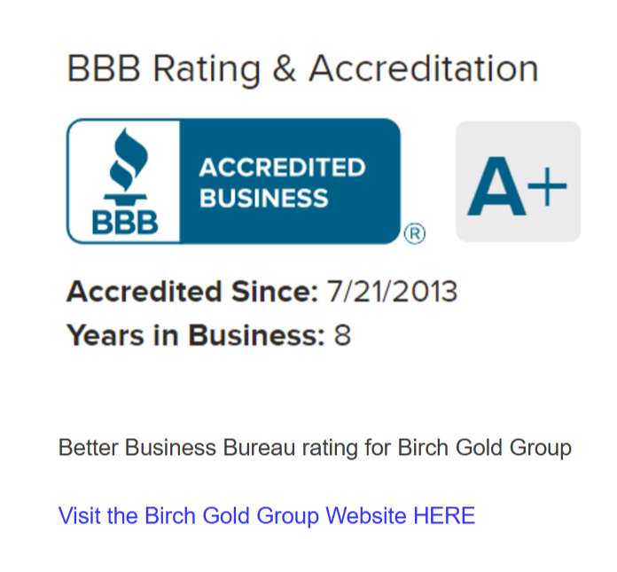 birch gold group a plus bbb rating and cta